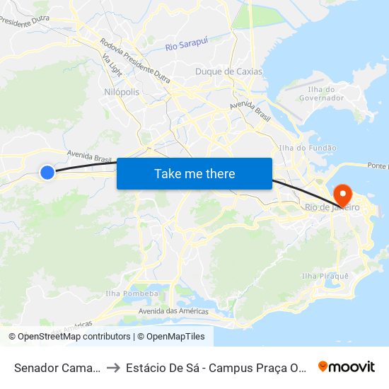 Senador Camará to Estácio De Sá - Campus Praça Onze map