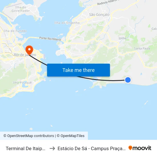 Terminal De Itaipuaçu to Estácio De Sá - Campus Praça Onze map