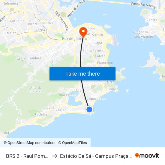 BRS 2 - Raul Pompeia to Estácio De Sá - Campus Praça Onze map