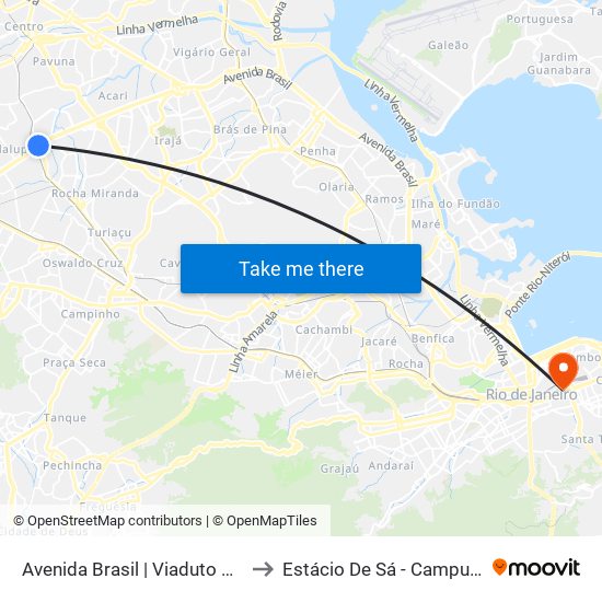 Avenida Brasil | Viaduto De Barros Filho to Estácio De Sá - Campus Praça Onze map