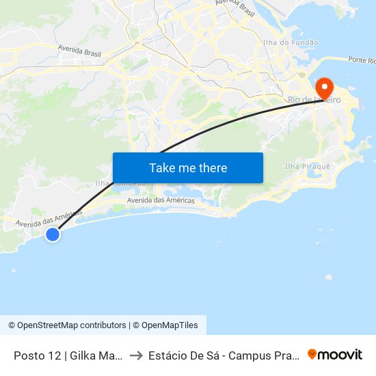 Posto 12 | Gilka Machado to Estácio De Sá - Campus Praça Onze map