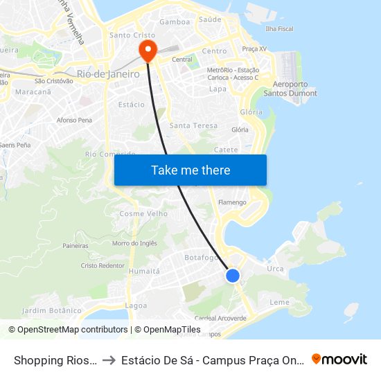 Shopping Riosul to Estácio De Sá - Campus Praça Onze map