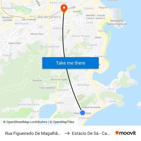 Rua Figueiredo De Magalhães | Rua Barata Ribeiro to Estácio De Sá - Campus Praça Onze map