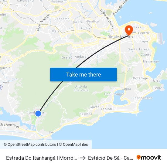 Estrada Do Itanhangá | Morro Do Banco (Sentido Barra) to Estácio De Sá - Campus Praça Onze map