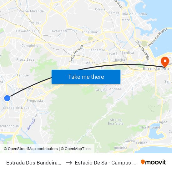 Estrada Dos Bandeirantes, 1700 to Estácio De Sá - Campus Praça Onze map