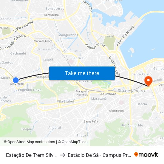 Estação De Trem Silva Freire to Estácio De Sá - Campus Praça Onze map