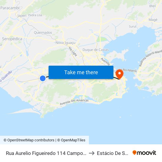 Rua Aurelio Figueiredo 114 Campo Grande Rio De Janeiro - Rio De Janeiro 23052 Brasil to Estácio De Sá - Campus Praça Onze map