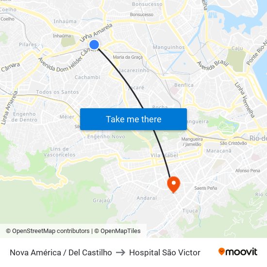 Nova América / Del Castilho to Hospital São Victor map