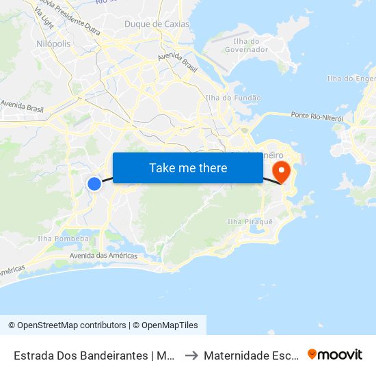 Estrada Dos Bandeirantes | Merck | Coca-Cola to Maternidade Escola Da Ufrj map