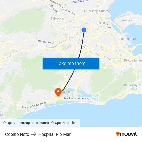 Coelho Neto to Hospital Rio Mar map