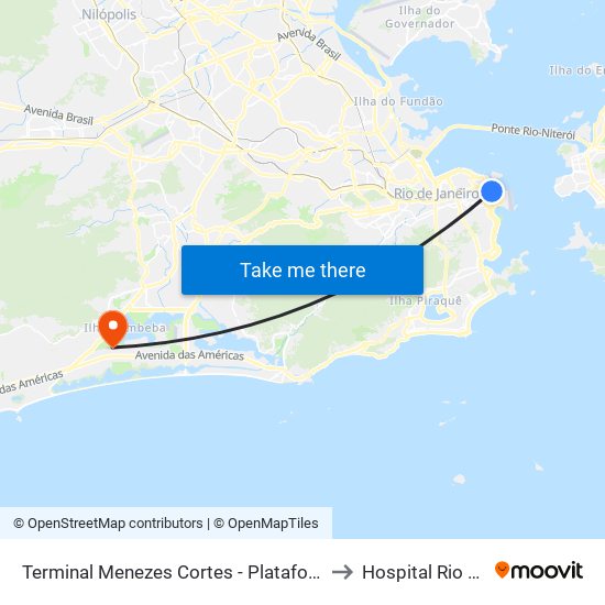 Terminal Menezes Cortes - Plataforma B to Hospital Rio Mar map