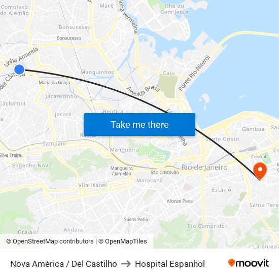 Nova América / Del Castilho to Hospital Espanhol map