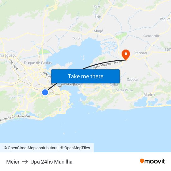 Méier to Upa 24hs Manilha map