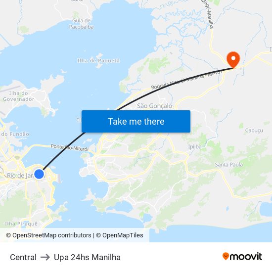 Central to Upa 24hs Manilha map