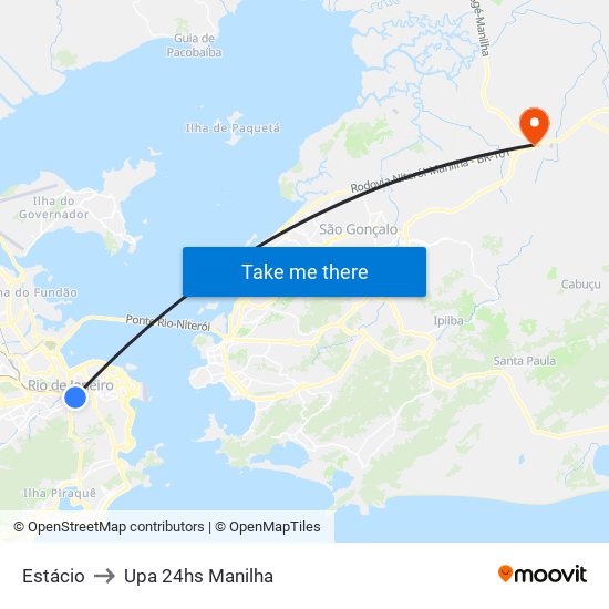 Estácio to Upa 24hs Manilha map