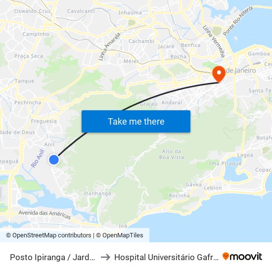 Posto Ipiranga / Jardim Clarice to Hospital Universitário Gafrée E Guinle map