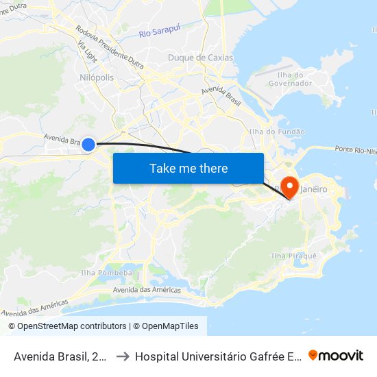 Avenida Brasil, 28400 to Hospital Universitário Gafrée E Guinle map