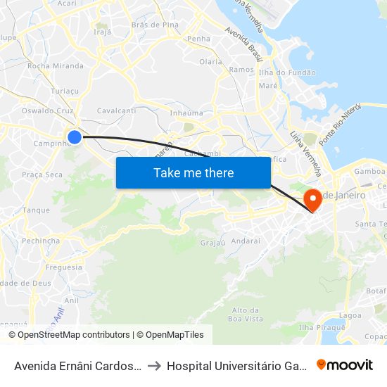 Avenida Ernâni Cardoso, 277-279 to Hospital Universitário Gafrée E Guinle map