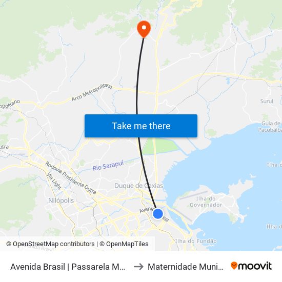 Avenida Brasil | Passarela Mercado São Sebastião to Maternidade Municipal De Xerém map