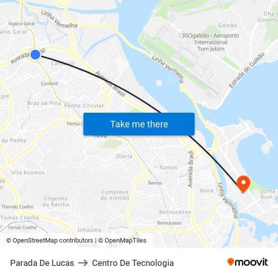 Parada De Lucas to Centro De Tecnologia map