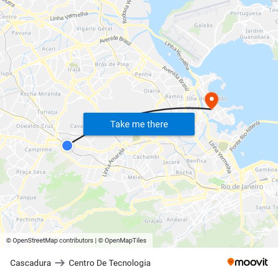 Cascadura to Centro De Tecnologia map