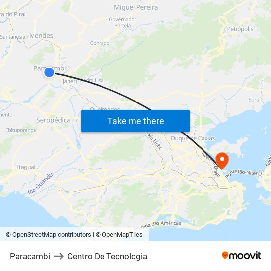 Paracambi to Centro De Tecnologia map