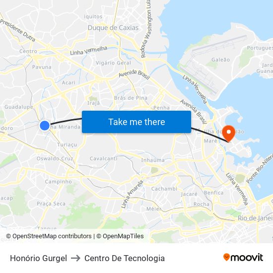 Honório Gurgel to Centro De Tecnologia map