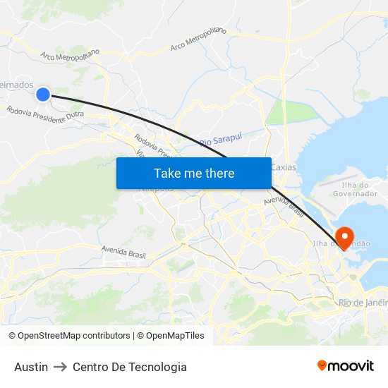 Austin to Centro De Tecnologia map