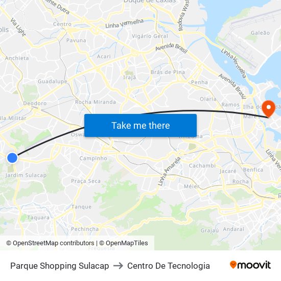 Parque Shopping Sulacap to Centro De Tecnologia map