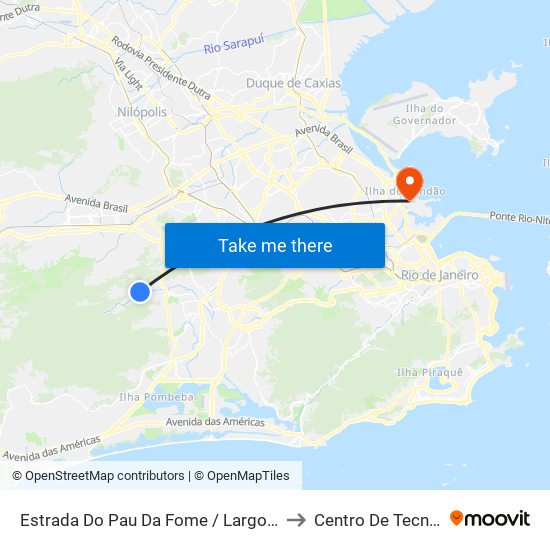 Estrada Do Pau Da Fome / Largo Da Capela to Centro De Tecnologia map