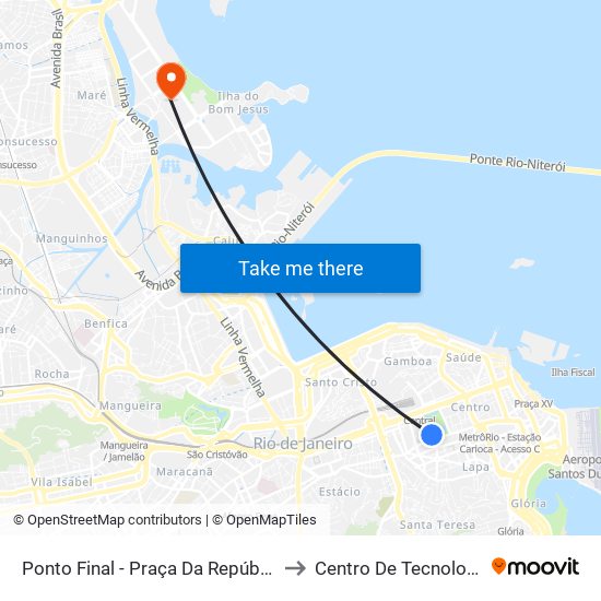Ponto Final - Praça Da República to Centro De Tecnologia map