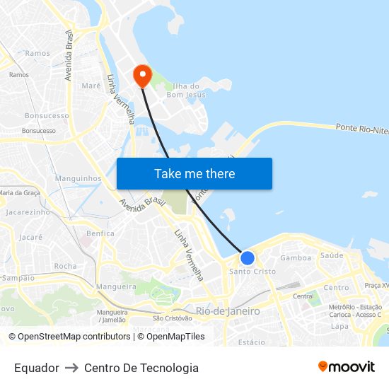 Equador to Centro De Tecnologia map