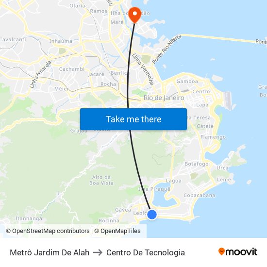 Metrô Jardim De Alah to Centro De Tecnologia map