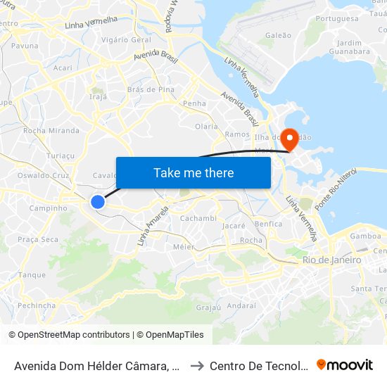 Avenida Dom Hélder Câmara, 10033 to Centro De Tecnologia map