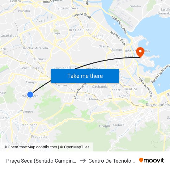 Praça Seca (Sentido Campinho) to Centro De Tecnologia map