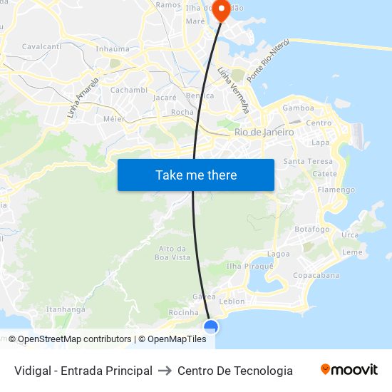 Vidigal - Entrada Principal to Centro De Tecnologia map
