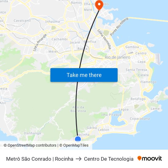 Metrô São Conrado | Rocinha to Centro De Tecnologia map