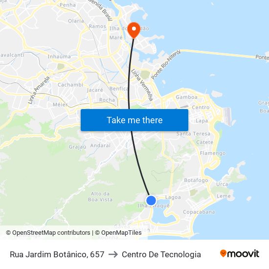 Rua Jardim Botânico, 657 to Centro De Tecnologia map