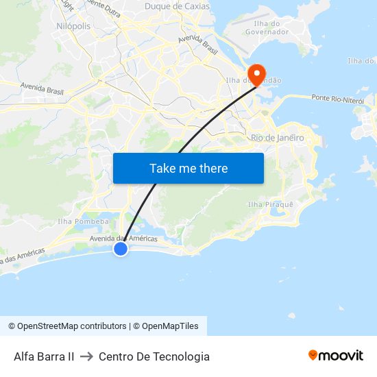 Alfa Barra II to Centro De Tecnologia map