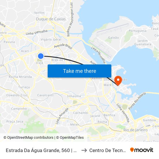 Estrada Da Água Grande, 560 | Extra Irajá to Centro De Tecnologia map