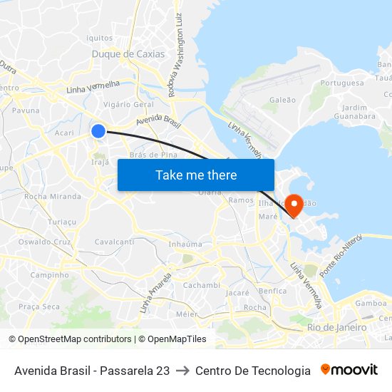 Avenida Brasil - Passarela 23 to Centro De Tecnologia map