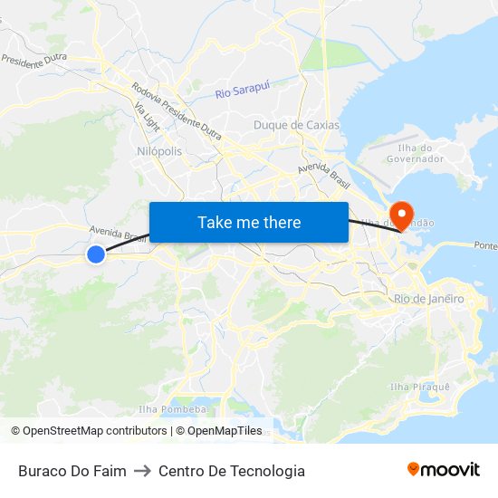 Buraco Do Faim to Centro De Tecnologia map