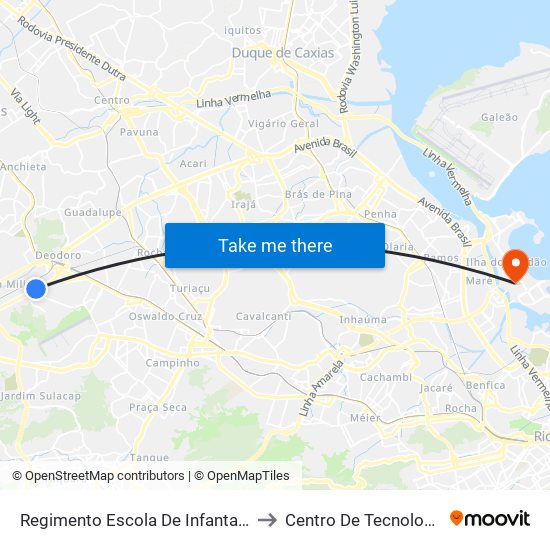Regimento Escola De Infantaria to Centro De Tecnologia map