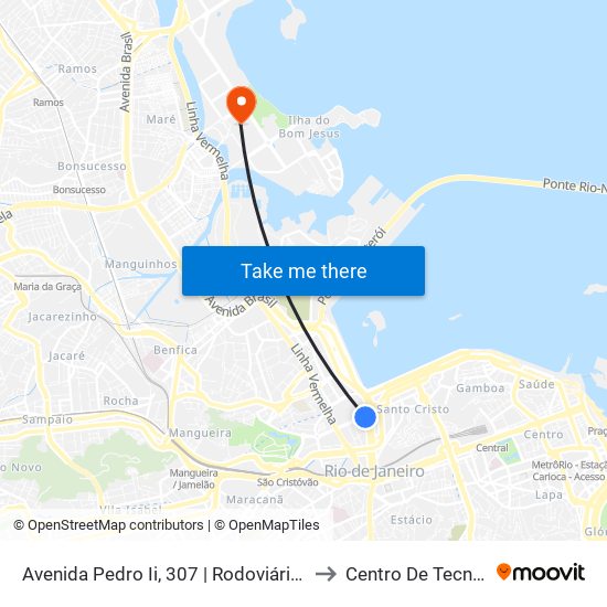 Avenida Pedro Ii, 307 | Rodoviária Novo Rio to Centro De Tecnologia map