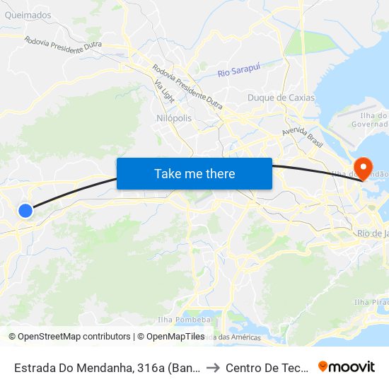 Estrada Do Mendanha, 316a (Banco Do Brasil) to Centro De Tecnologia map