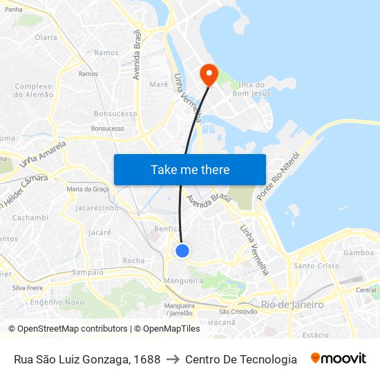 Rua São Luiz Gonzaga, 1688 to Centro De Tecnologia map