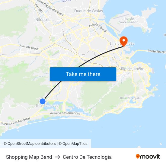 Shopping Map Band to Centro De Tecnologia map