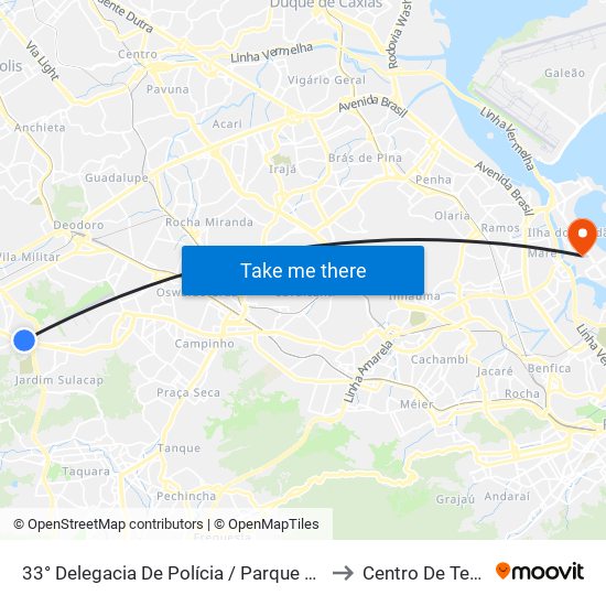 33° Delegacia De Polícia / Parque Shopping Sulacap to Centro De Tecnologia map