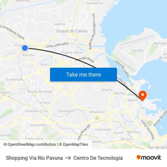 Shopping Via Rio Pavuna to Centro De Tecnologia map