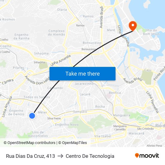 Rua Dias Da Cruz, 413 to Centro De Tecnologia map